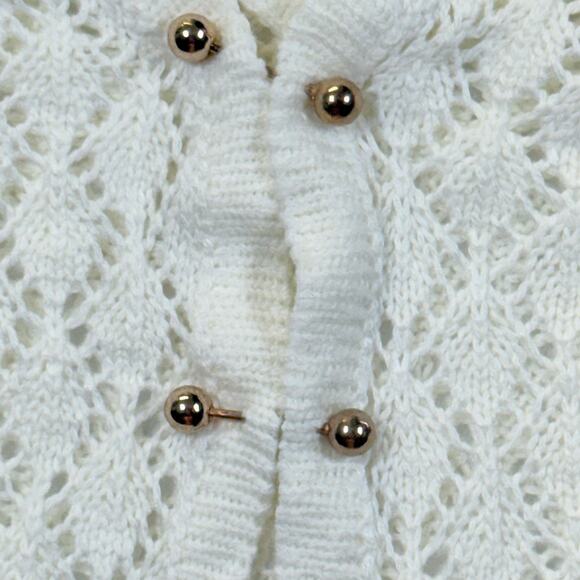 Vintage Women's Cream Crochet Knit Swimwear Sheer Maxi Cover Up Dress Size S - Picture 3 of 6